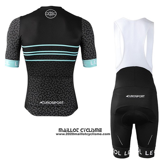2019 Maillot Ciclismo Eurosport Lecol Noir Mint Manches Courtes et Cuissard
